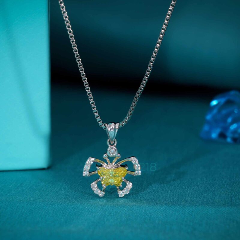 0.80 TW Lab Grown Diamond Yellow Butterfly Pendant