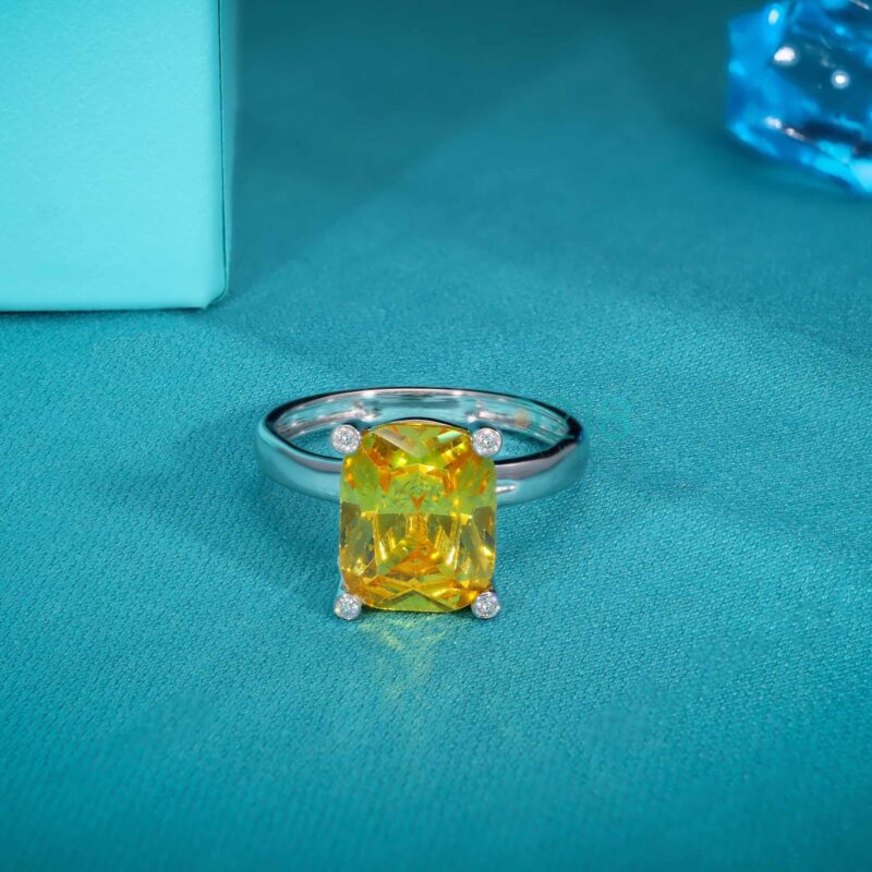 Yellow Moissanite Diamond Prong Ring