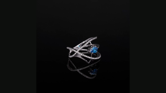 Blue Pear Lab Diamond Ring