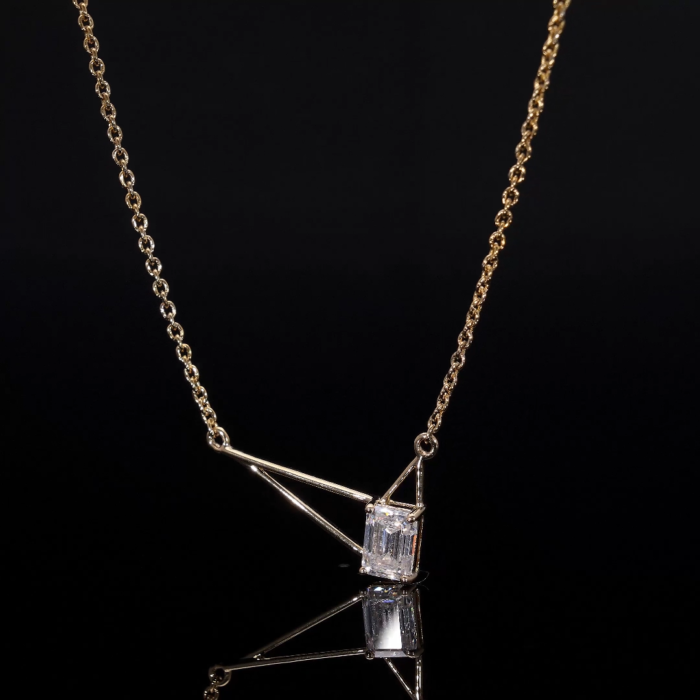 Emerald Cut Lab Diamond Pendant