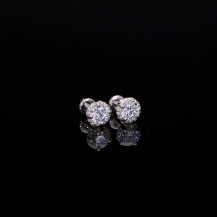 Invisible Halo Diamond Earrings Stud for Her