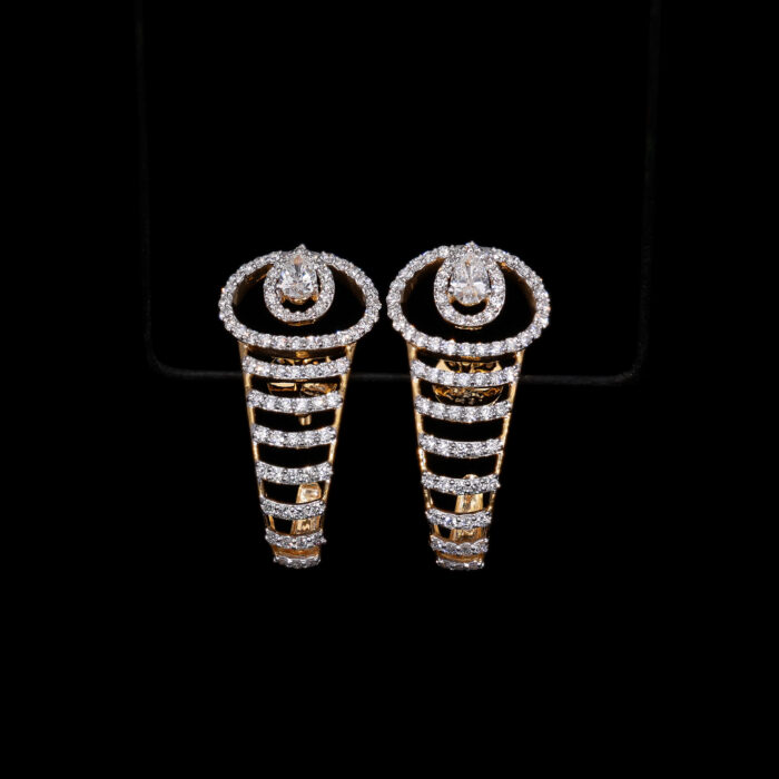 Pear Cut Lab Grown Diamond Half Hoop Earrings