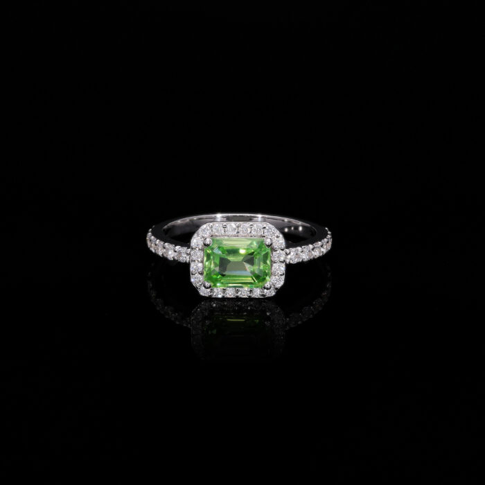 Peridot Diamond Halo Ring for Her