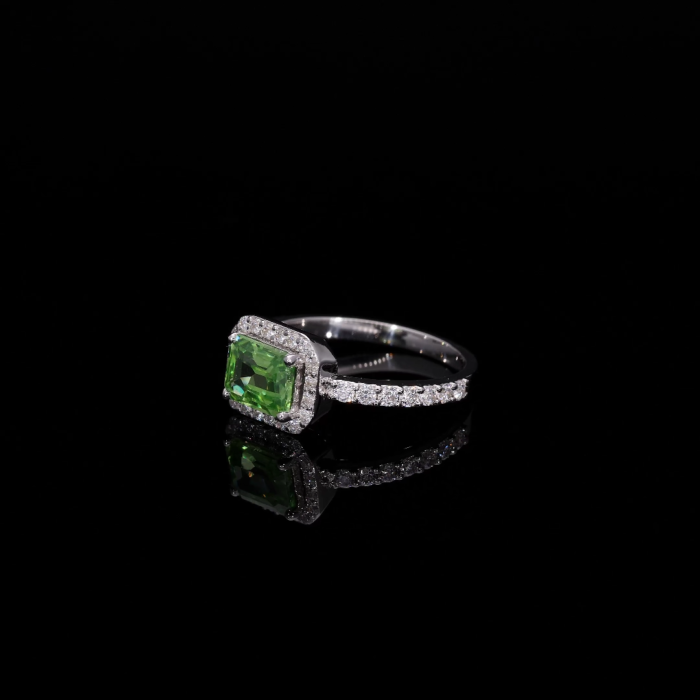 Peridot Diamond Halo Ring for Her