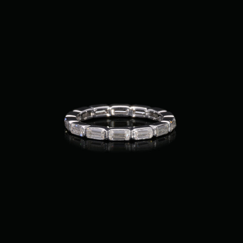 1.29 TW Lab Created Emerald Cut Wedding Band