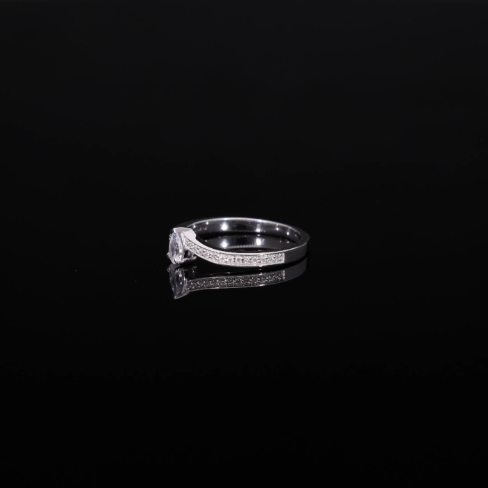 Pear Cut Lab Grown Diamond Accent Ring