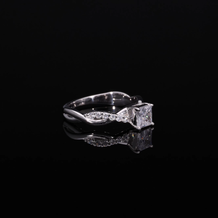 Princess Cut Lab Diamond Accent Ring