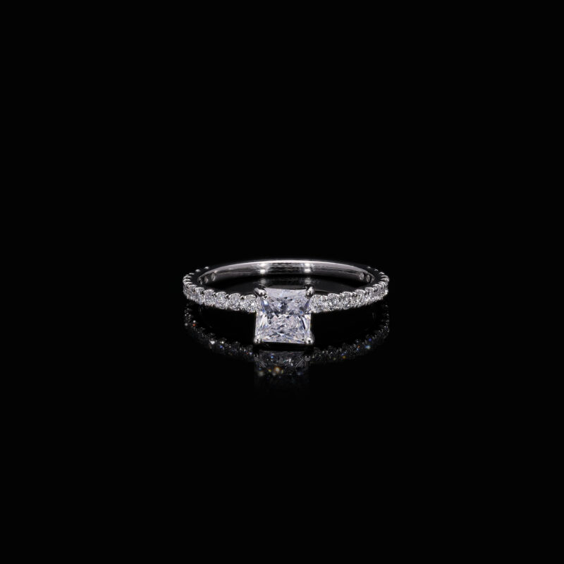 Princess Cut Diamond Accent Engagement Ring