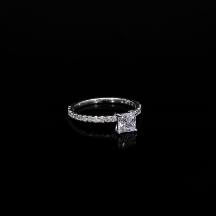 Princess Cut Lab Grown Diamond Accent Engagement Ring