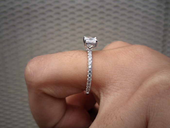 Princess Cut Lab Grown Diamond Accent Engagement Ring