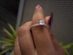 Princess Cut Lab Grown Diamond Accent Engagement Ring