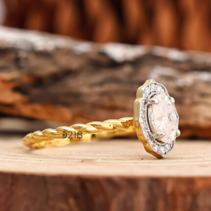 Vintage Oval Halo Engagement Ring, lab grown diamond, oval cut diamond, wedding ring, antique ring