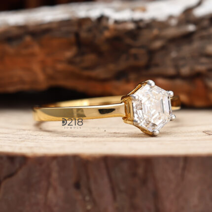 Hexagon Cut Diamond Engagement Ring IGI Certified Diamond Hexagon Cut Diamond Customized Cut Diamond