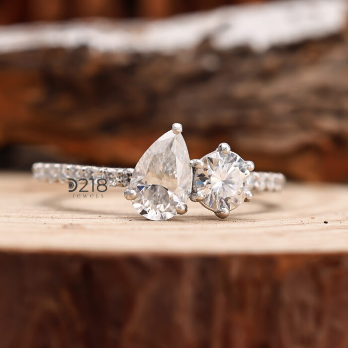 Toi et Moi Engagement Ring - Pear and Round Diamond