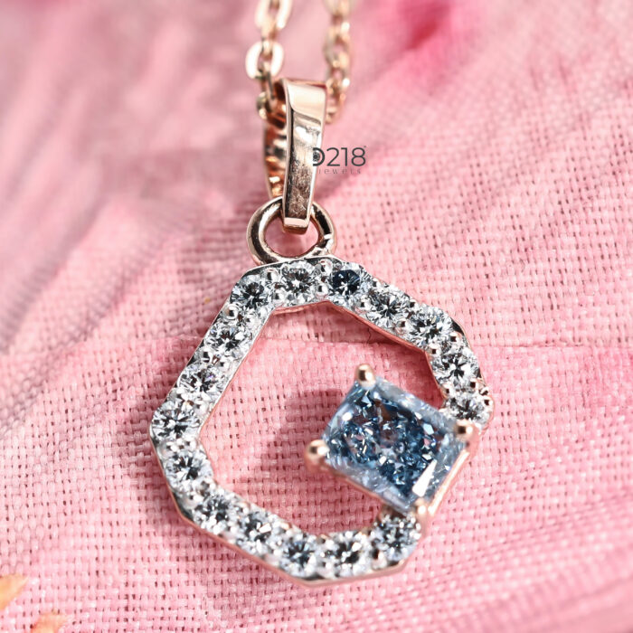 Radiant Cut Halo Lab Grown Diamond Pendant