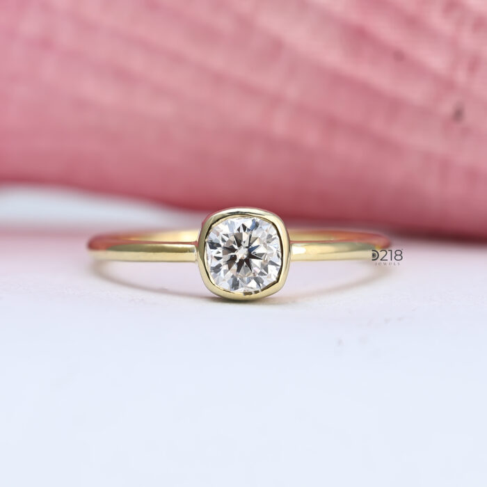 Square Cushion Lab Grown Diamond Bezel Ring