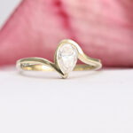 Pear Cut Diamond Half Bezel Engagement Ring